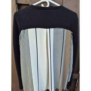 Donna Karan Black Brown Tunic Sweater Size S Long Sleeves EUC Cotton‎ Blend